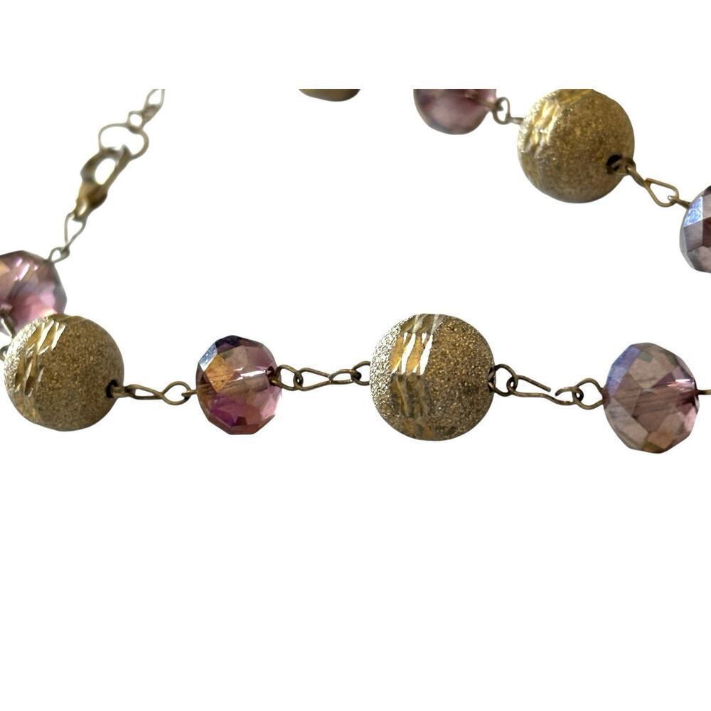 Rosary Chaplet Saint Benedict Holy Medal Gold Tone Purple Glass Beads 9” - Picture 6 of 7